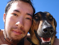 son and dog